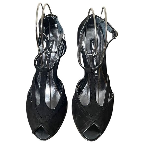 CHINESE LAUNDRY Nyrvana, Black Suede, Peep Toe, Ankle Strap heels, Size 8 - Picture 6 of 12